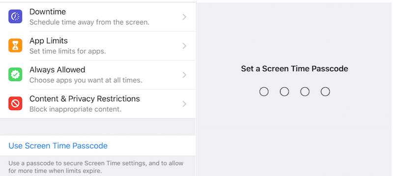 use passcode for screetime