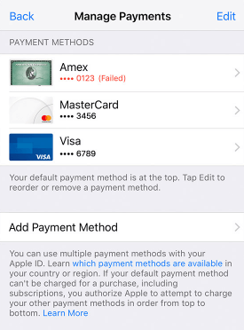 view payment in iPhone