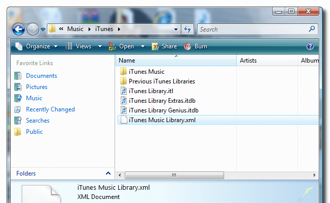 windows iTunes library folder