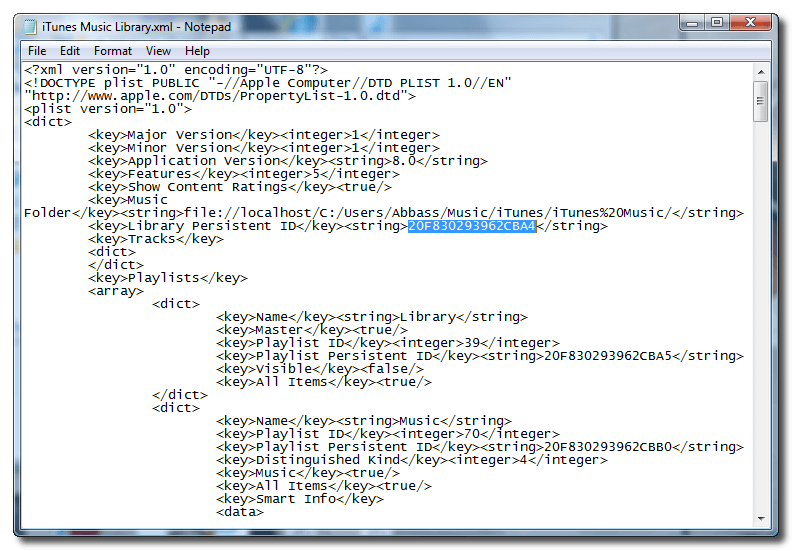 windows iTunes library