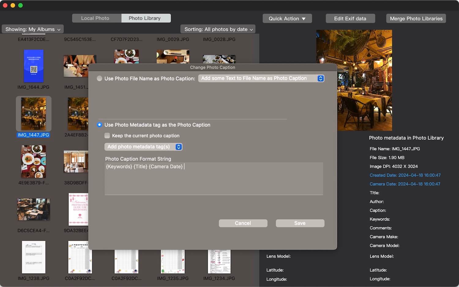 batch edit photo caption tags