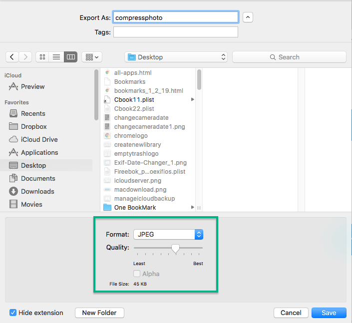 Mac app to reduce size of jpg attachments online