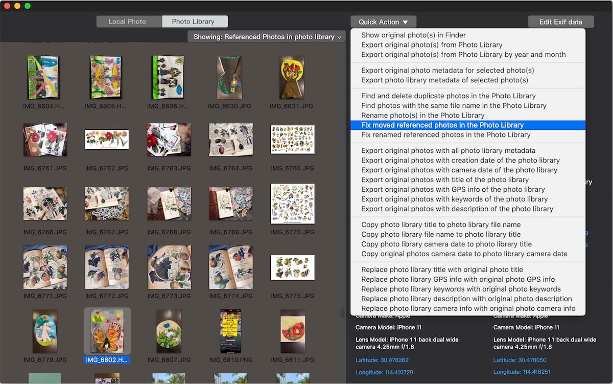 fix referenced photos in photo library