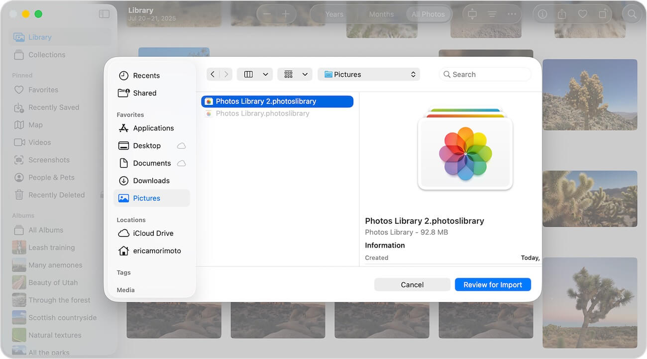 import photos from photo library