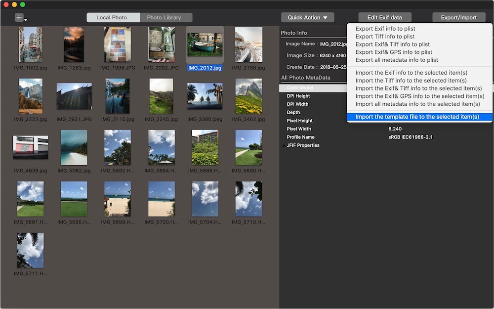 export photo metadata