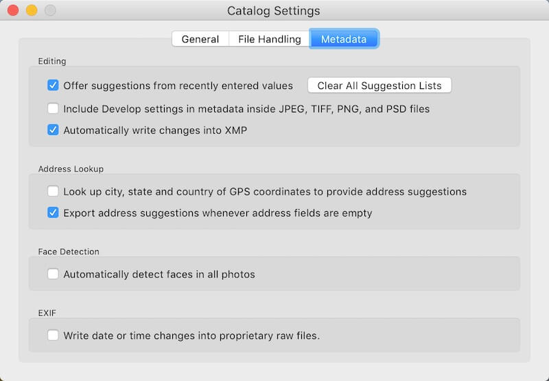 lightroom XMP Setting