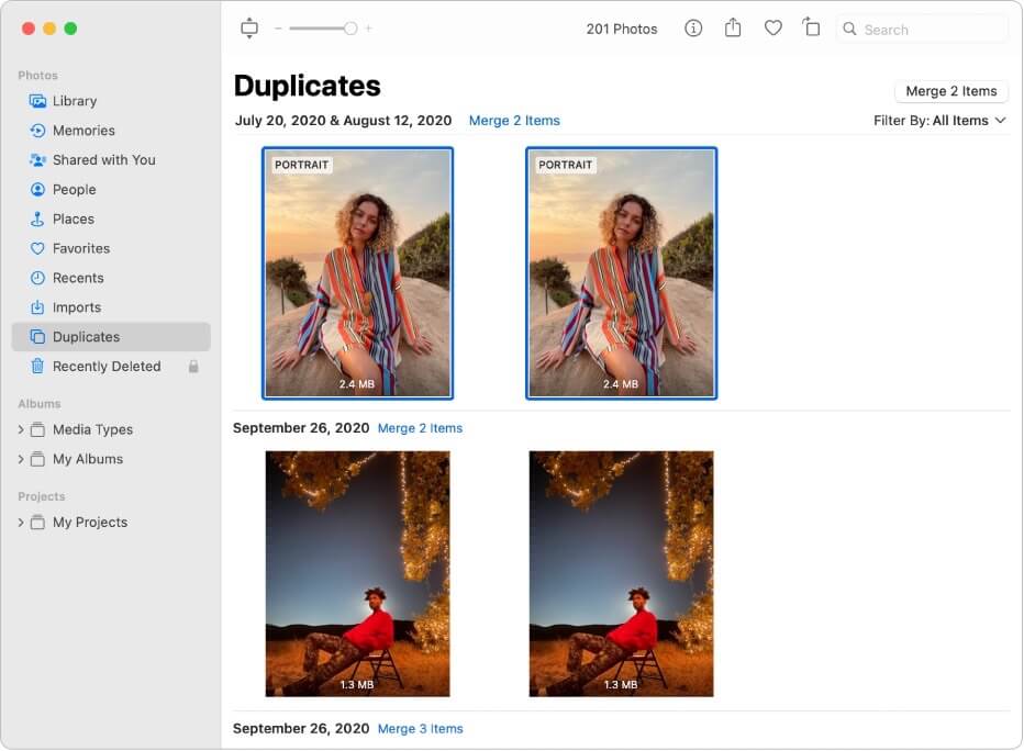 merge duplicate photos