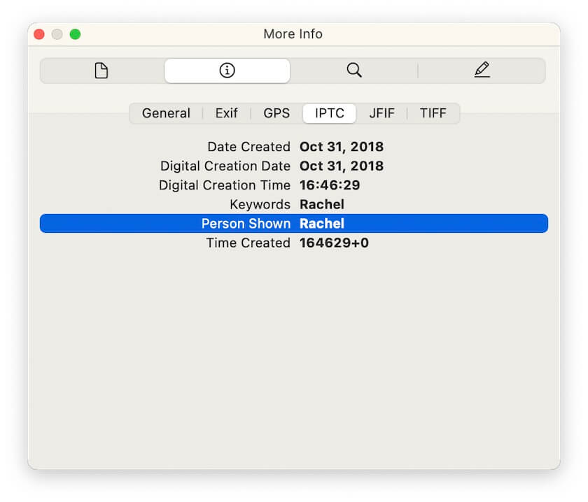 Verify Person Shown Metadata via Preview