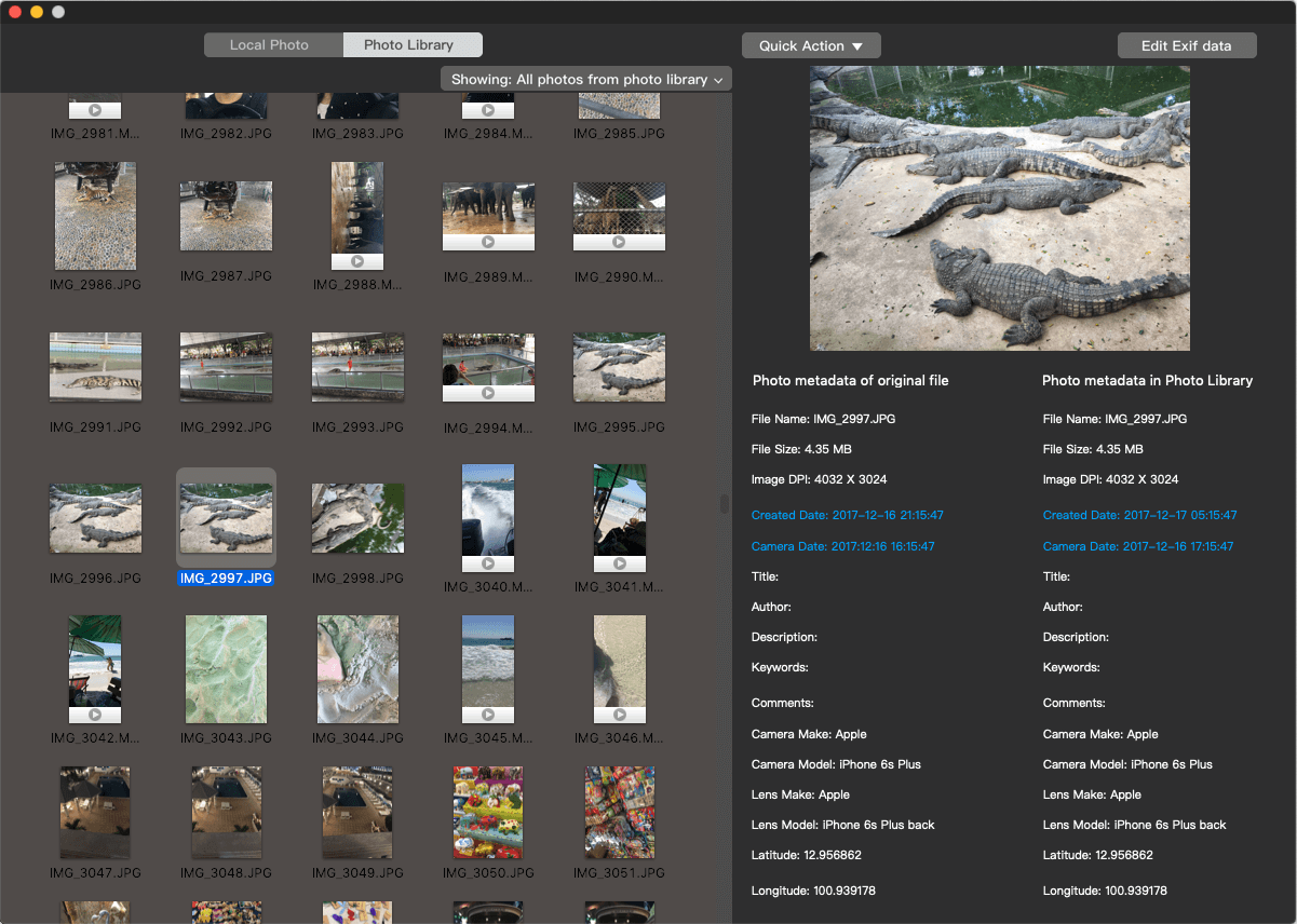 photos with different metadata tags