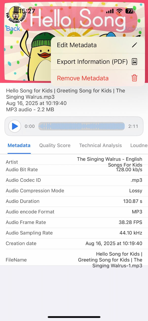 remove audio metadata