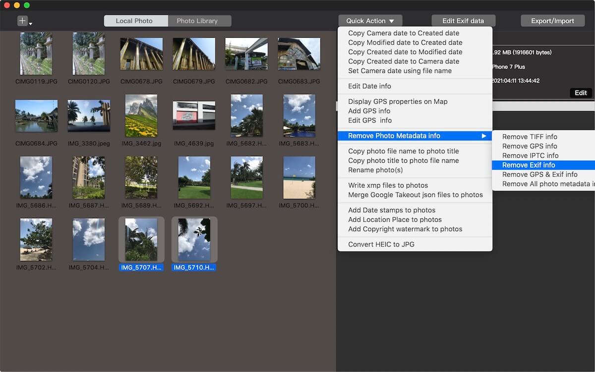 Batch Removing Photo Location on Mac