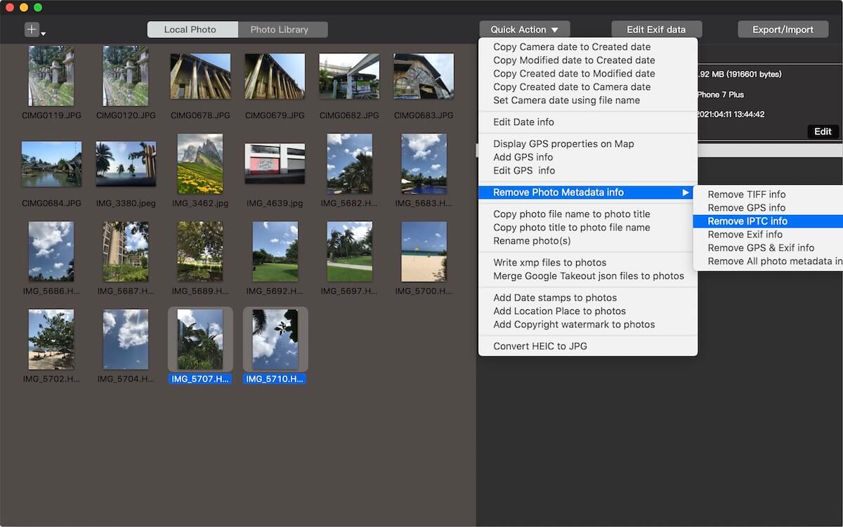 Remove Photo IPTC data on Mac