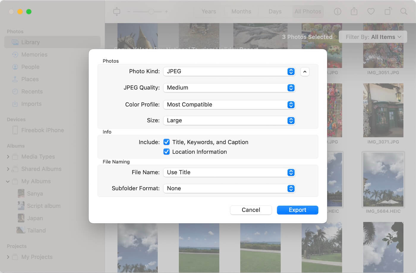 resize photos with Mac Photos