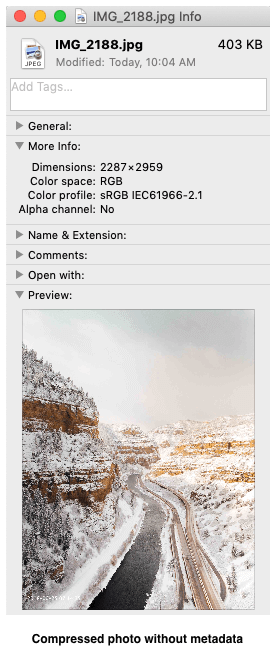 small compressed jpg photo without photo metadata 