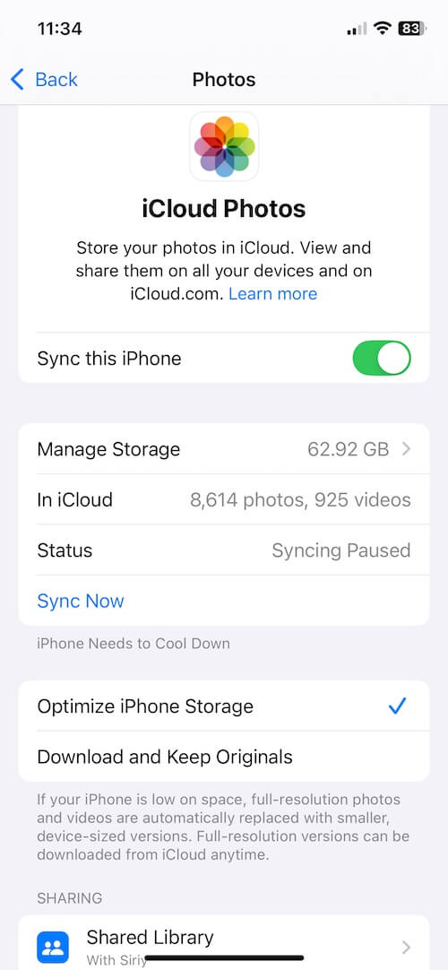 Download Originals iCloud photos to iPhone