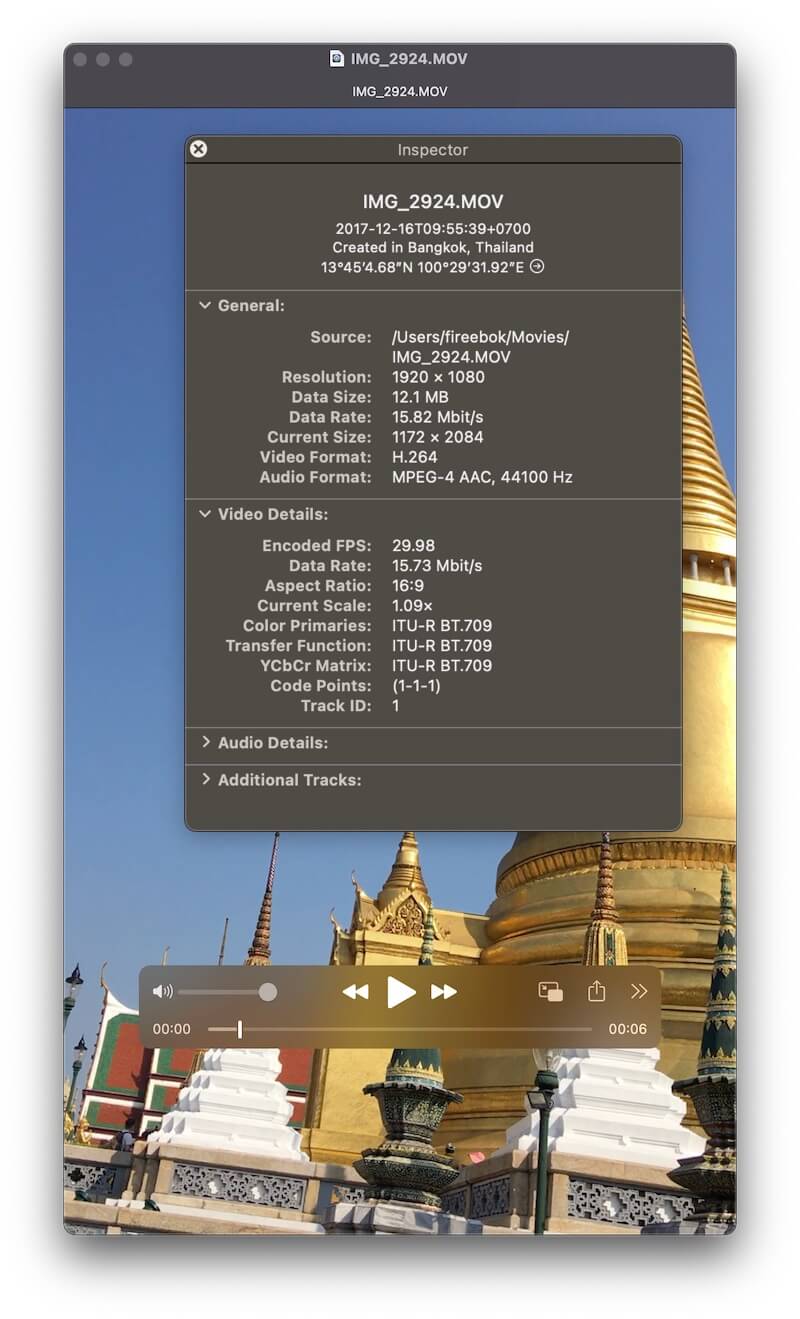 view video metadata with quicktime player