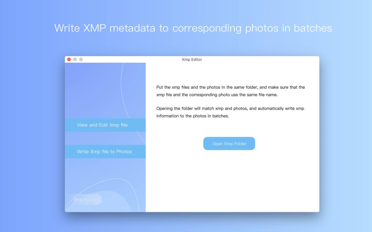 batch write xmp file to photos