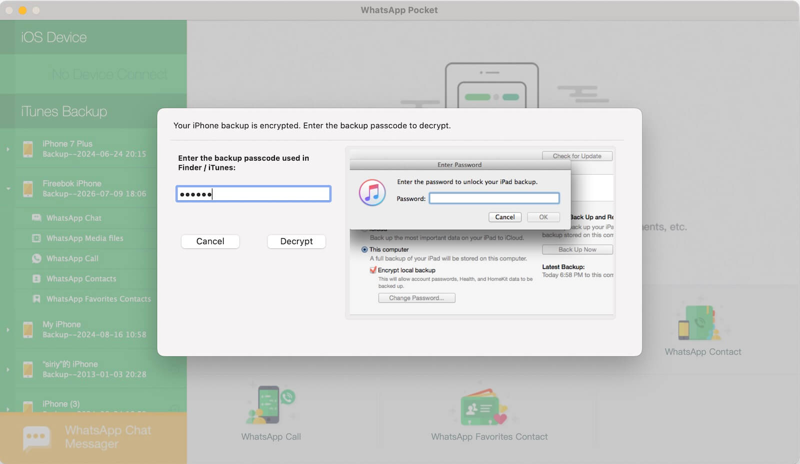 decrypt whatsApp data from backup