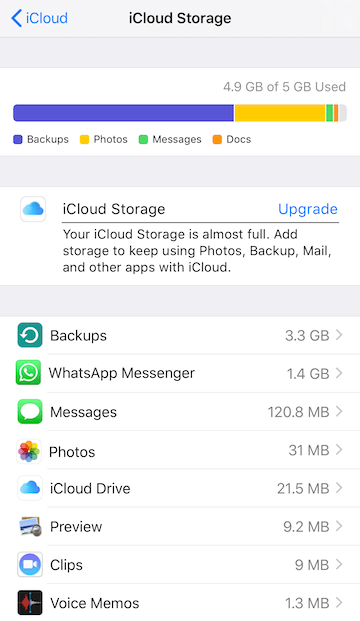 Check iCloud Storage