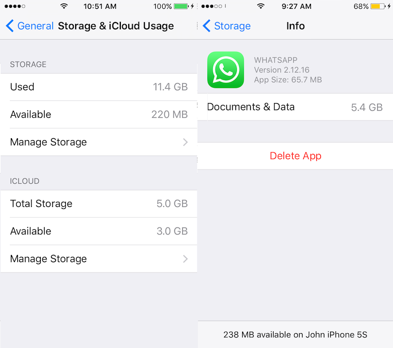 large whatsapp storage