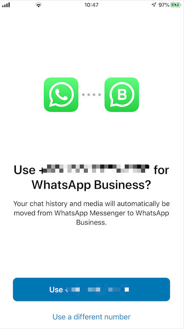 transfer data whatsApp business