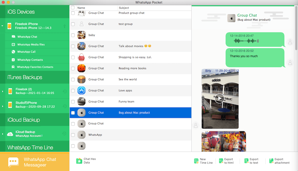 view WhatsApp data in an iTunes backup