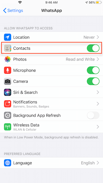 donn't allow whatsApp to access contact