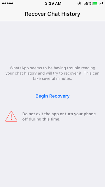 WhatsApp recover chat history by itself